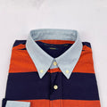 Orange and Navy Striped Long Sleeve Shirt