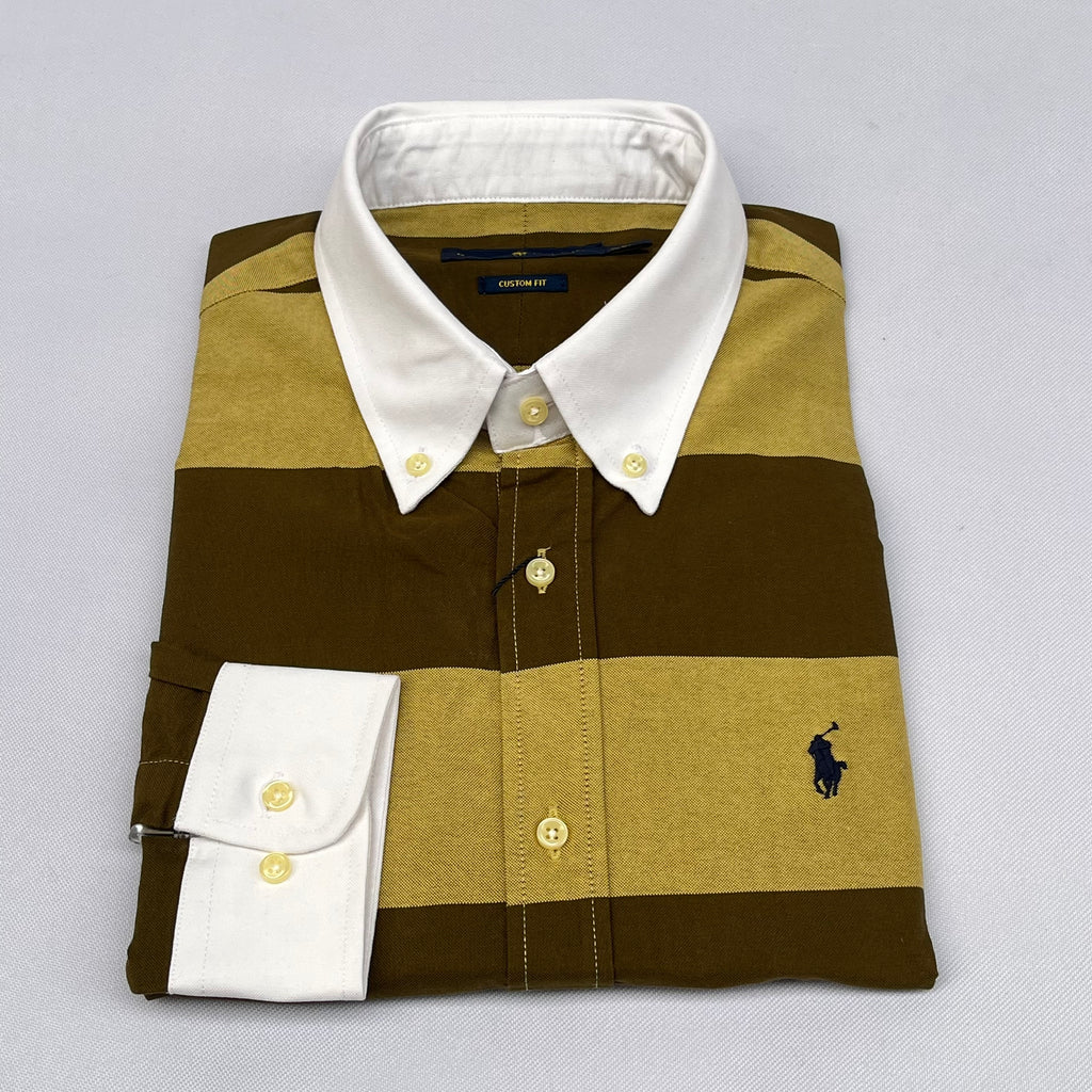 Olive and Mustard Striped Long Sleeve Shirt