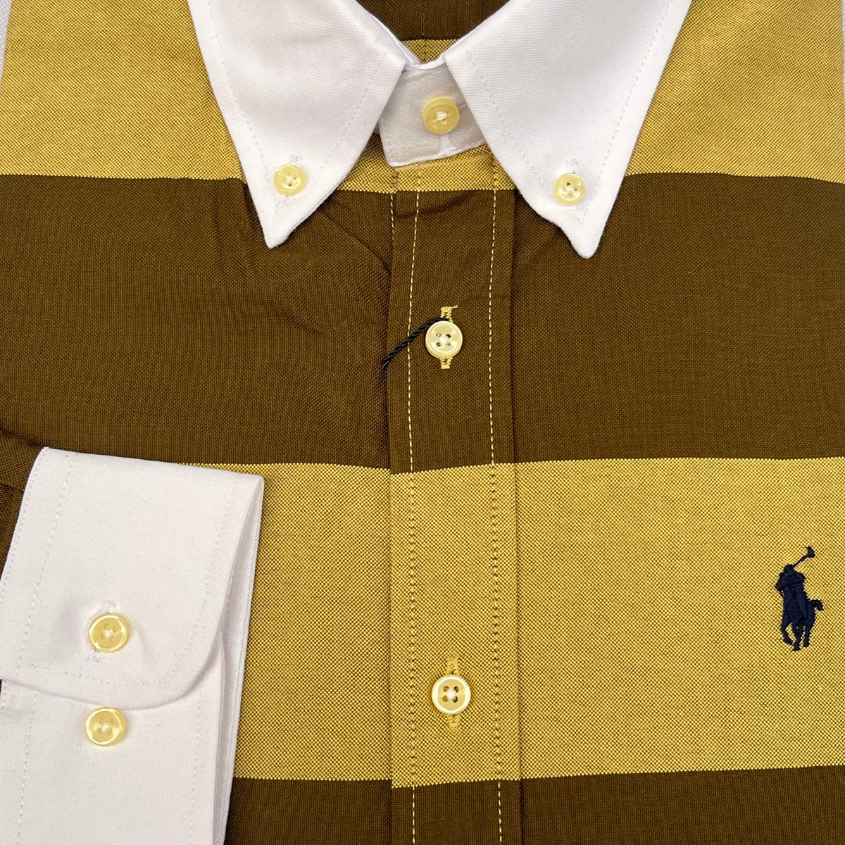 Olive and Mustard Striped Long Sleeve Shirt