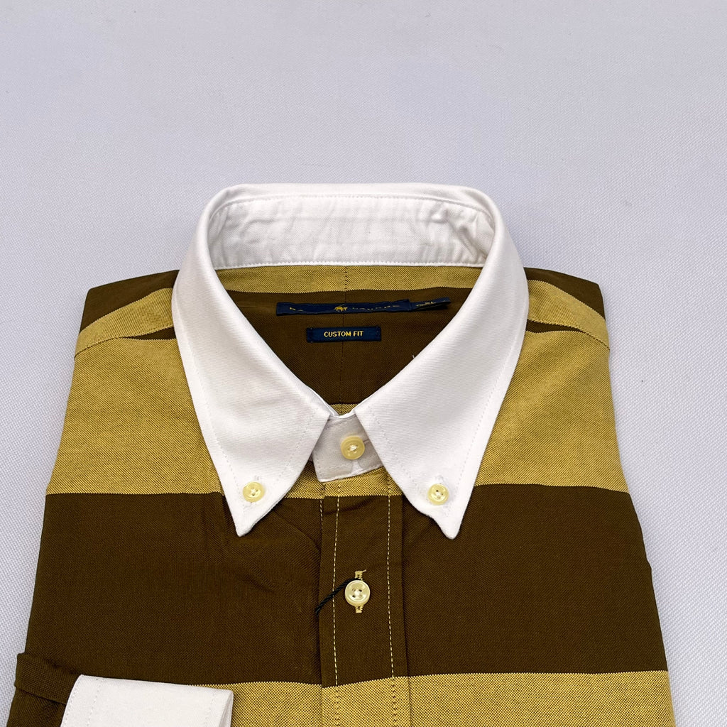 Olive and Mustard Striped Long Sleeve Shirt