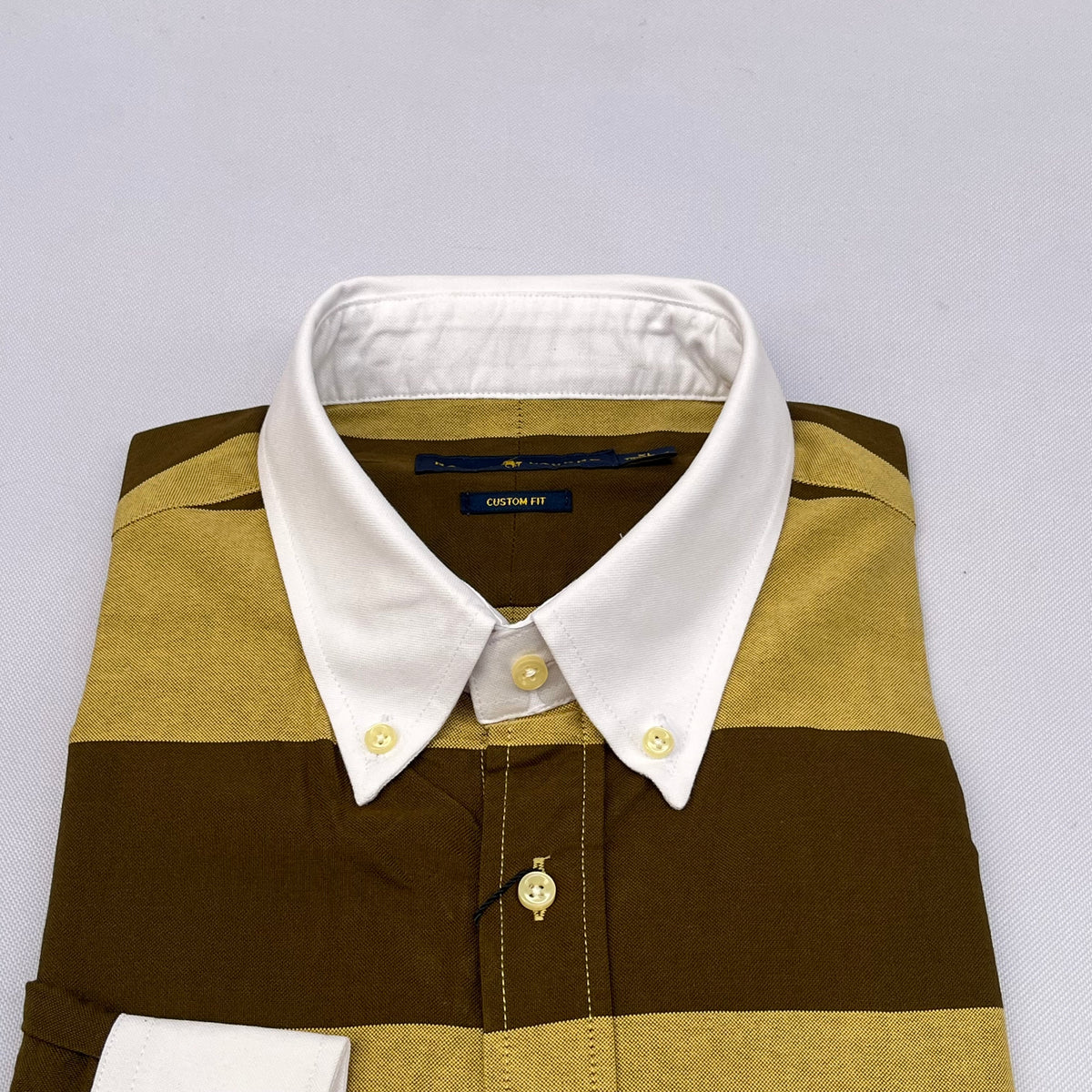 Olive and Mustard Striped Long Sleeve Shirt
