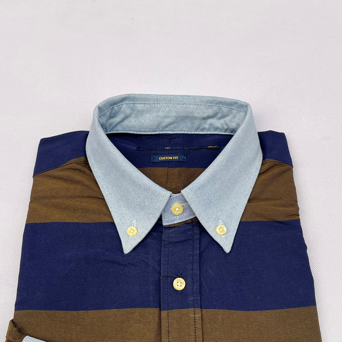 Navy and Brown Striped Long Sleeve Shirt