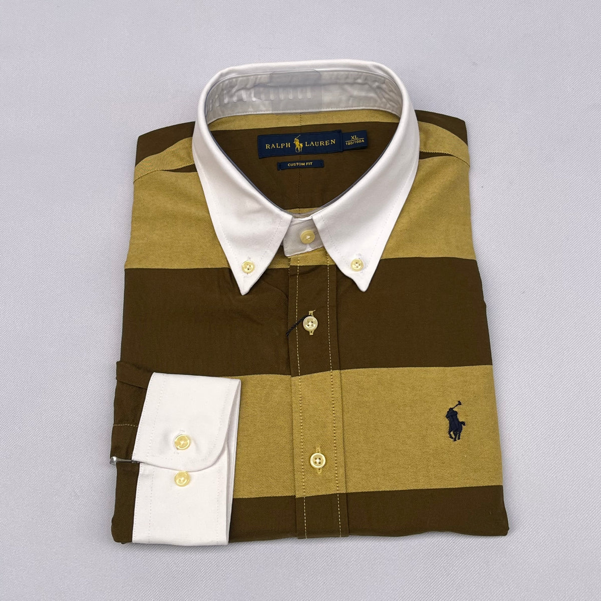 Olive and Mustard Striped Long Sleeve Shirt