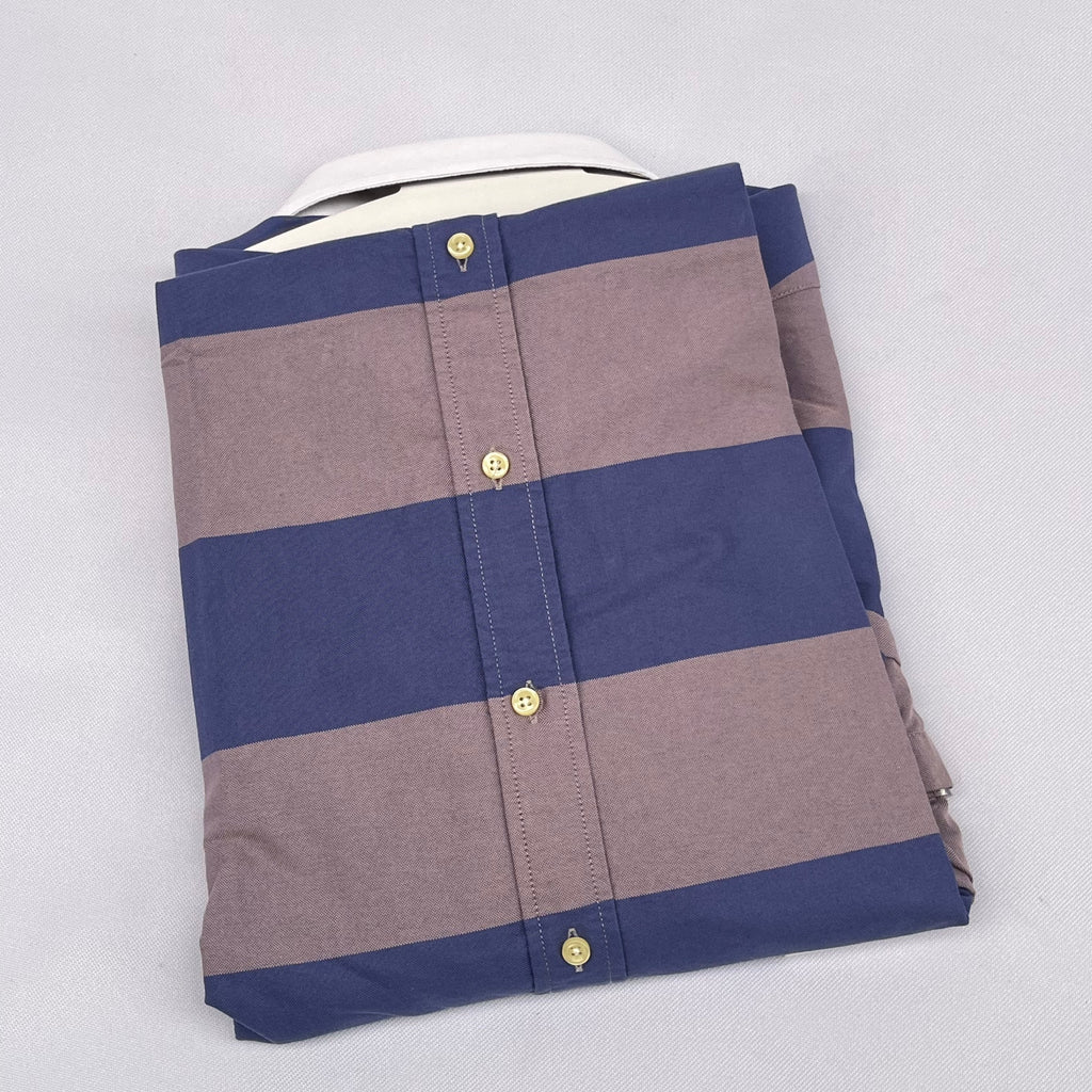 Navy and Mauve Striped Long Sleeve Shirt