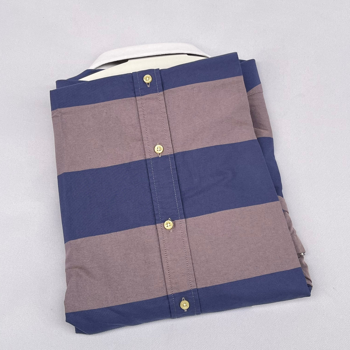 Navy and Mauve Striped Long Sleeve Shirt