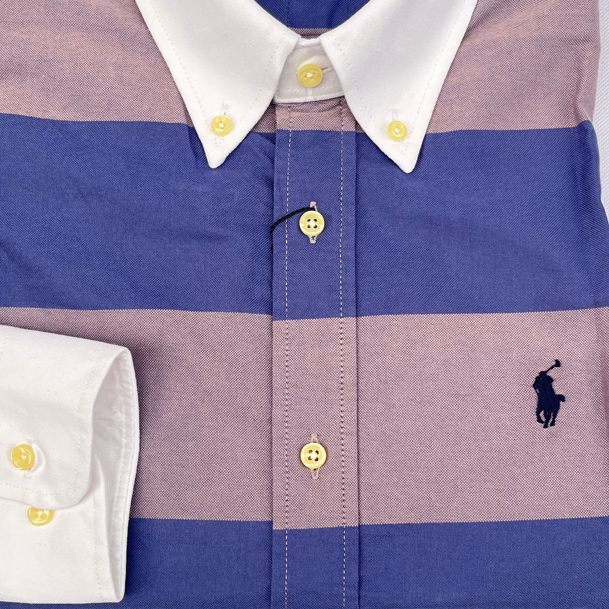 Navy and Mauve Striped Long Sleeve Shirt