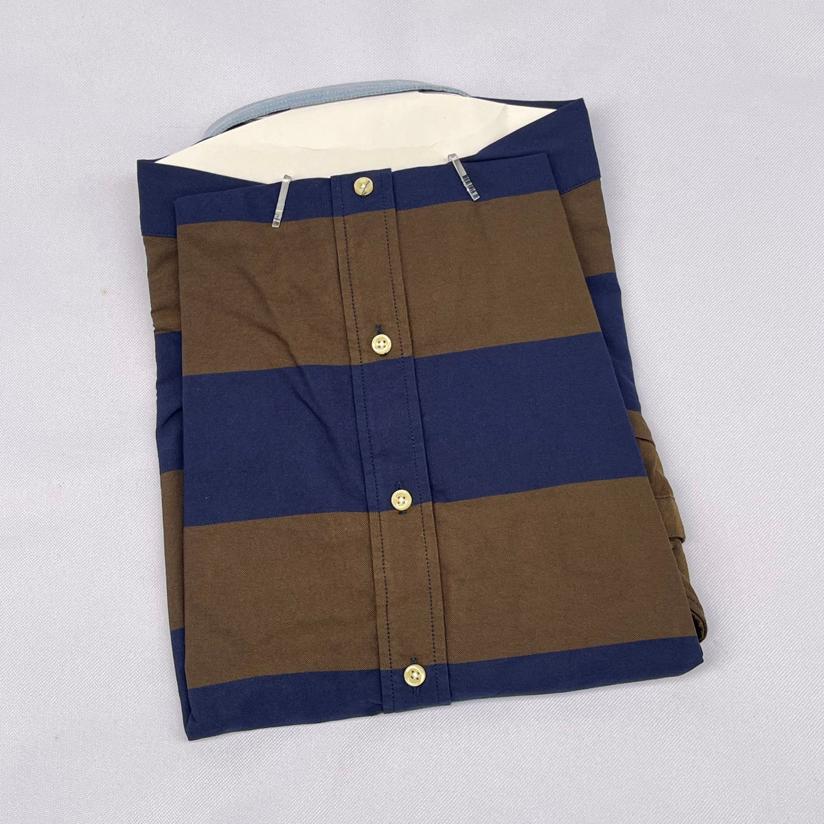 Navy and Brown Striped Long Sleeve Shirt