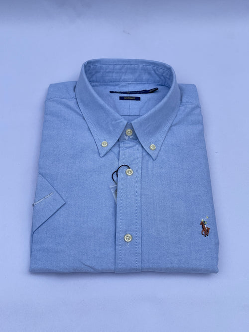 Light Blue Short-Sleeve Cotton Shirt