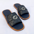 Embossed Single-Strap Slides - Blue