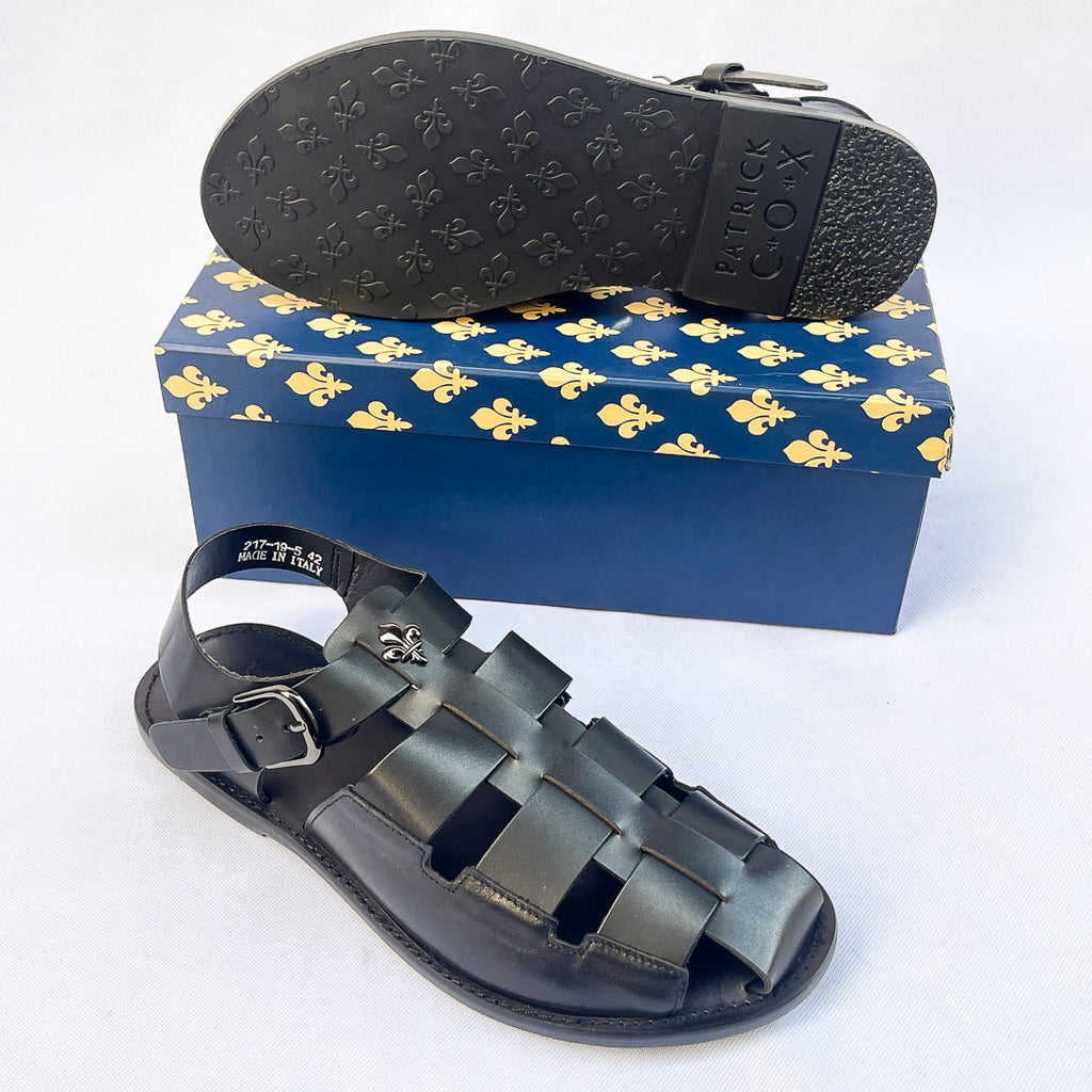 Corsair Woven Leather Fisherman Sandal – Black