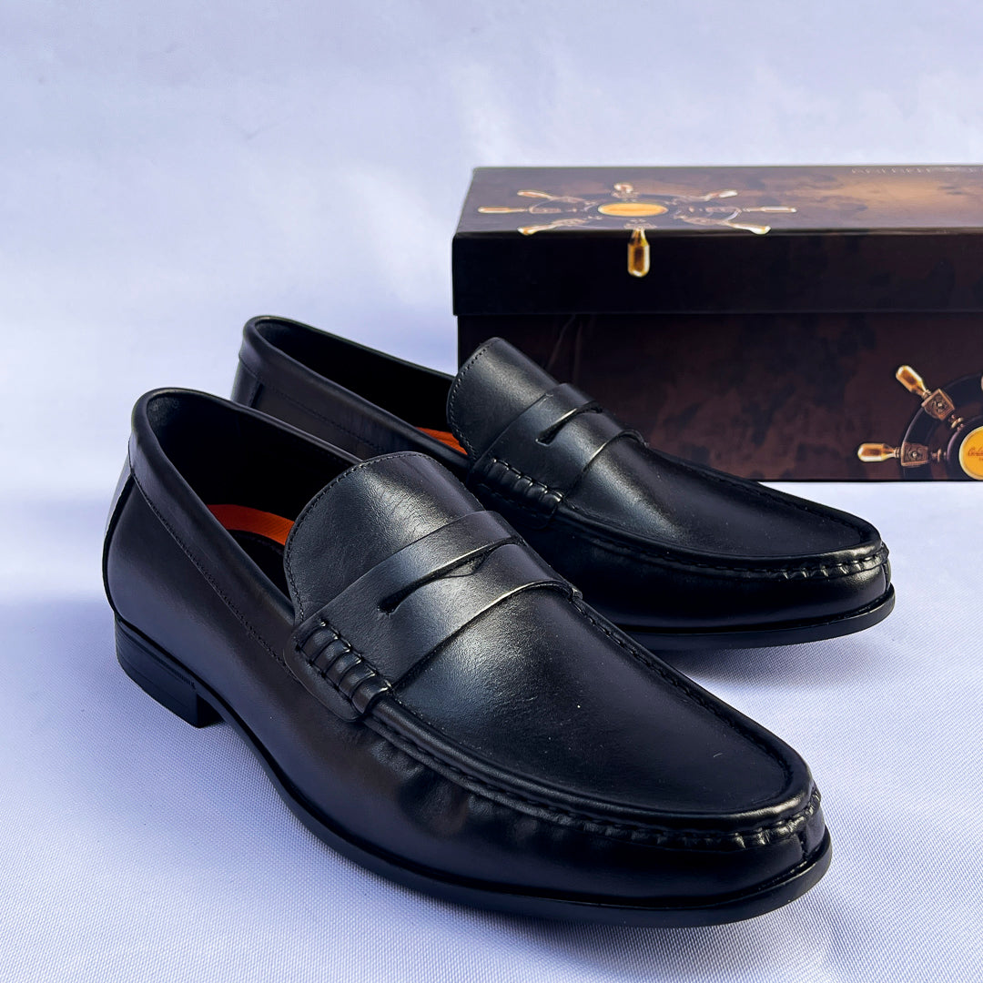 Admiral Leather Penny Loafer – Black