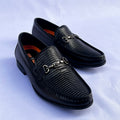 Commodore Lizard-Print Horsebit Loafer – Black