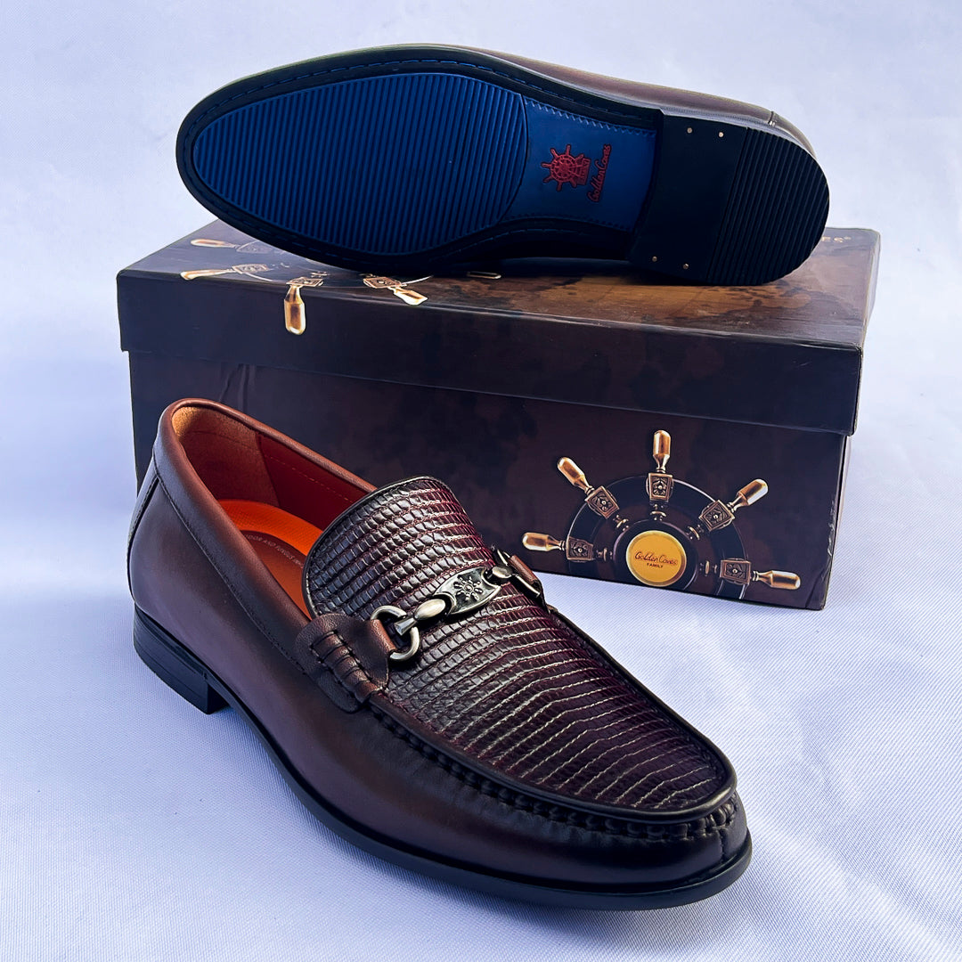 Commodore Lizard-Print Horsebit Loafer – Oxblood
