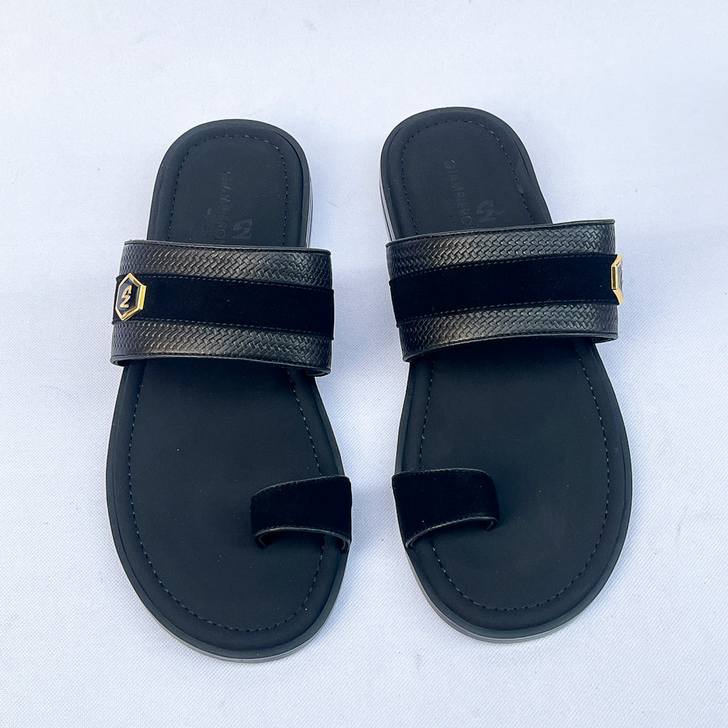 Nobile Toe-Loop Leather Slide – Black