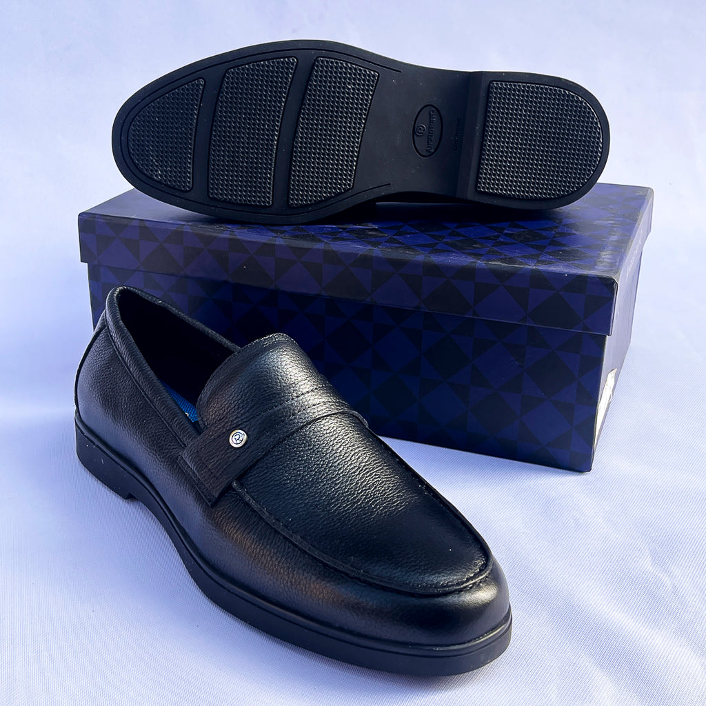 Sterling Button-Strap Leather Loafer – Black