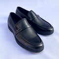 Duke Buckle-Strap Leather Loafer – Black