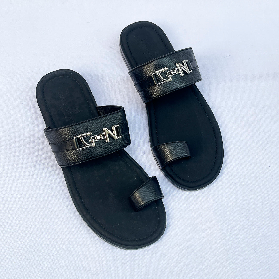 Capitano Bit Toe-Loop Leather Slide – Black