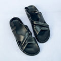 Atlas Cross-Strap Back-Strap Leather Sandal – Black