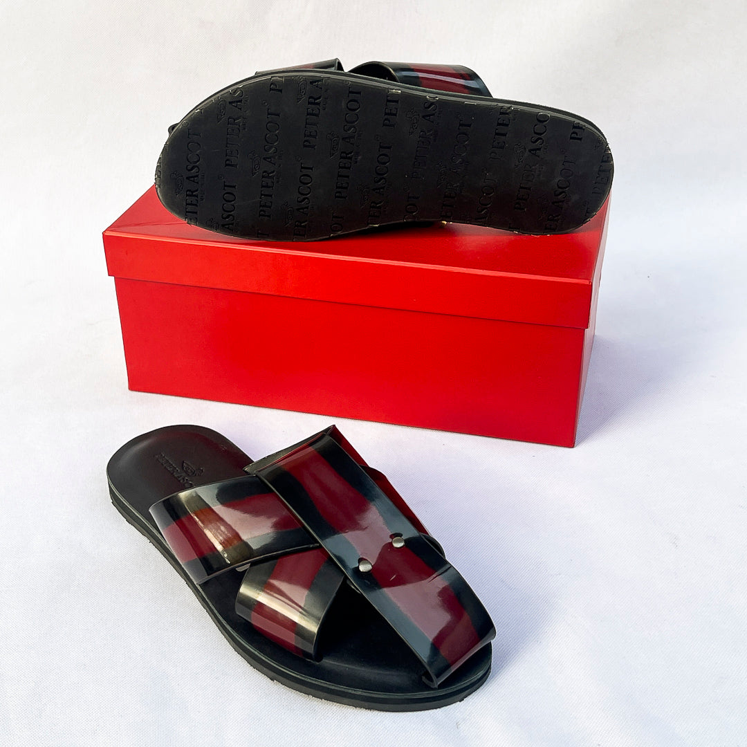 Sovereign Cross-Strap Leather Slide – Oxblood