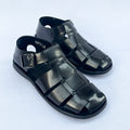 Centurion Wide-Strap Leather Fisherman Sandal – Black