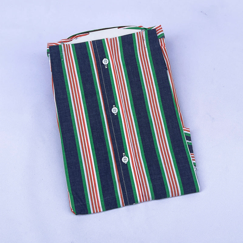 Men's Striped Shirt – Navy Orange