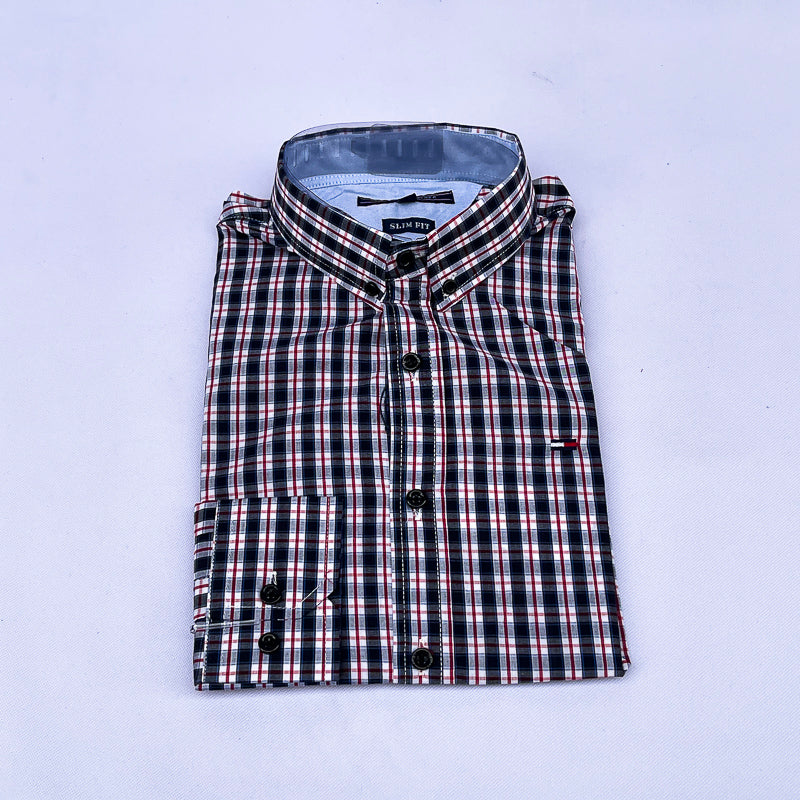 Men's Tartan Check Shirt – Black Red