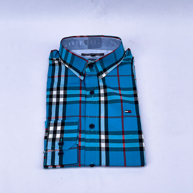 Men's Tartan Check Shirt – Teal
