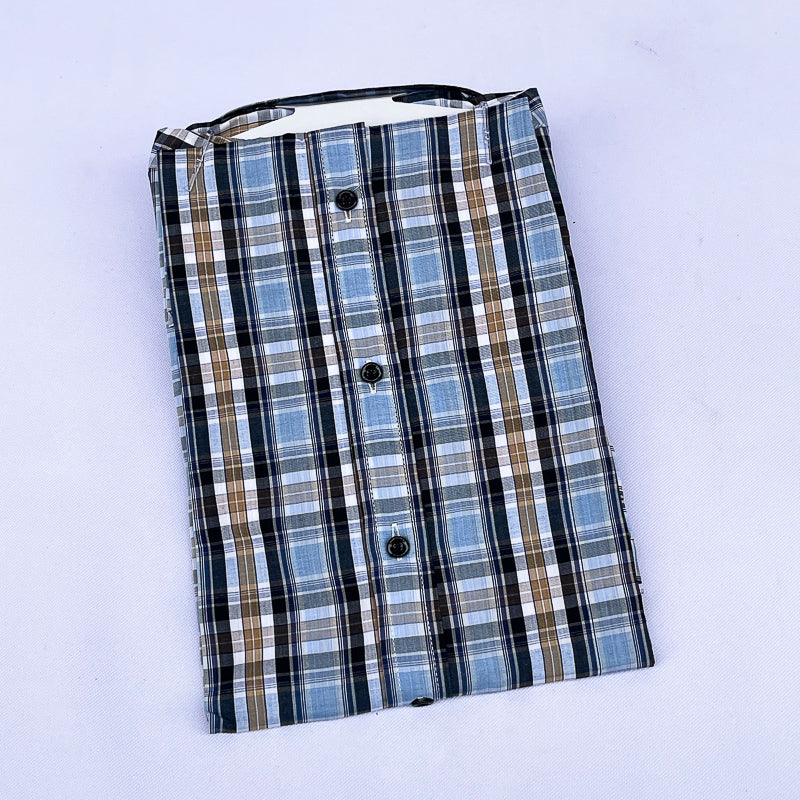 Men's Check Shirt – Blue Khaki