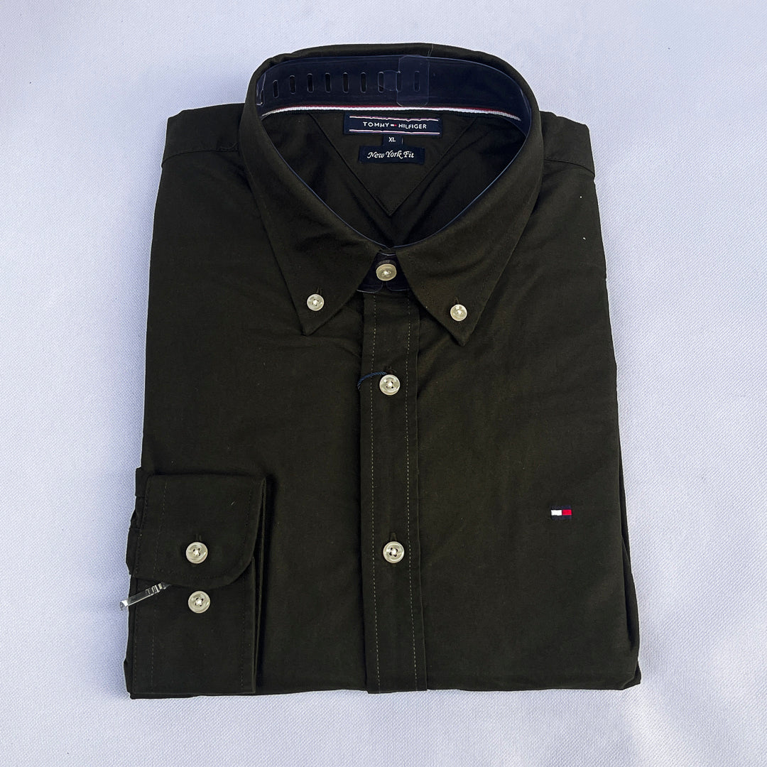 Plain Olive Green Long Sleeve Shirt