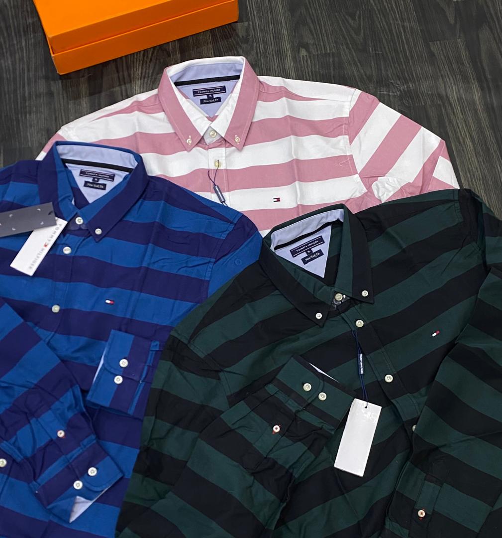 Men's Blush Pink & White Wide Stripe Oxford Shirt