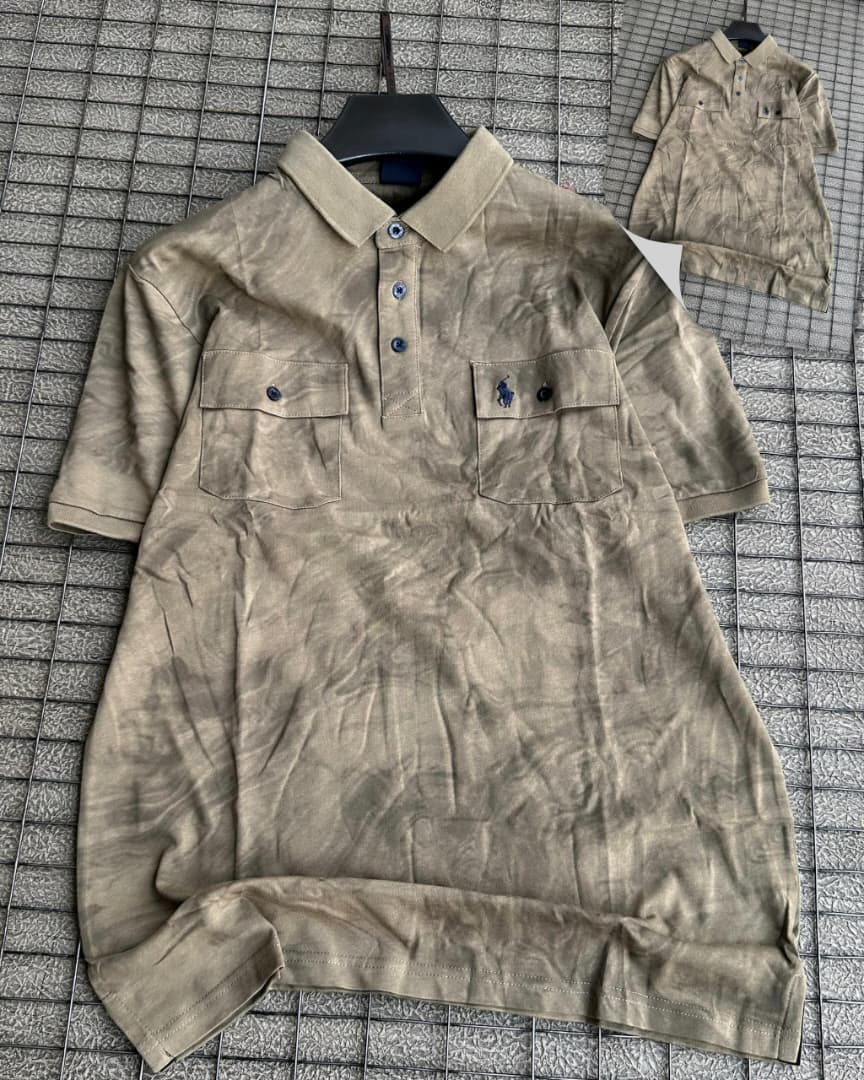Men's Marble Pattern Polo - Khaki