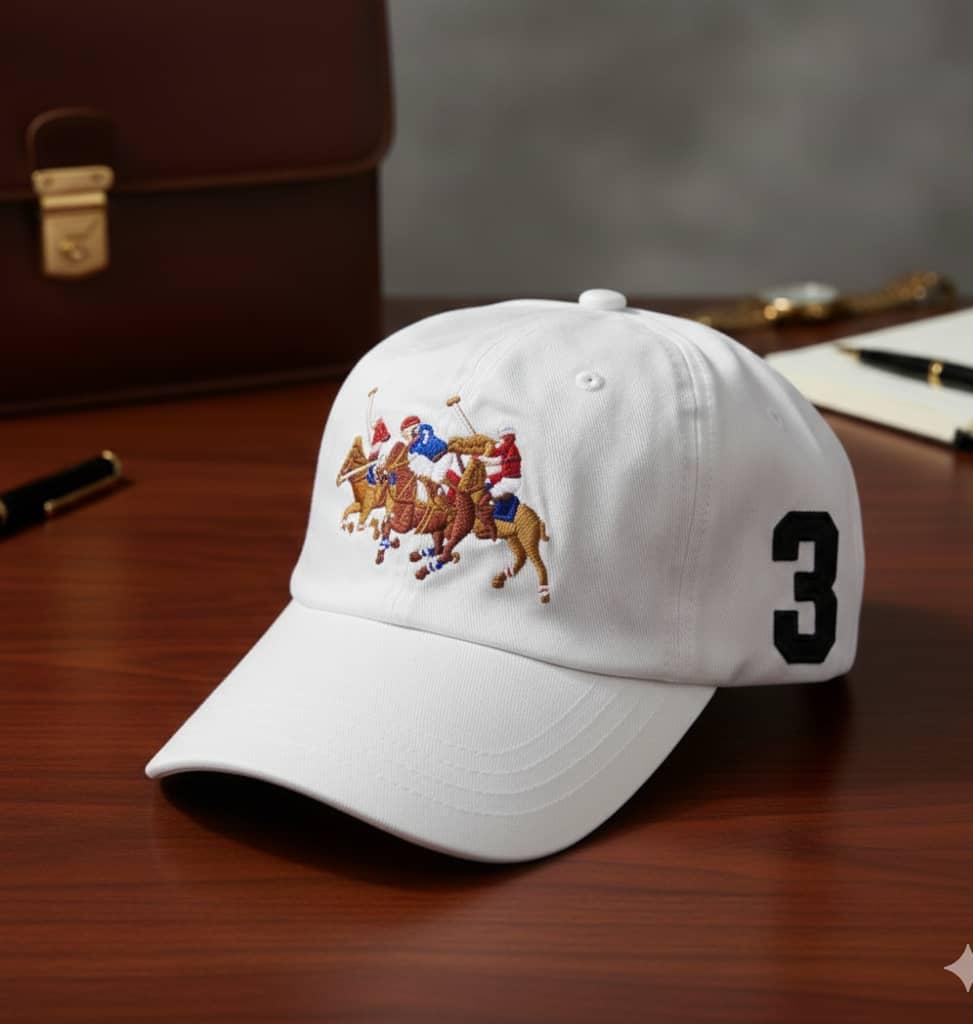 Men's Polo Player Cap – White