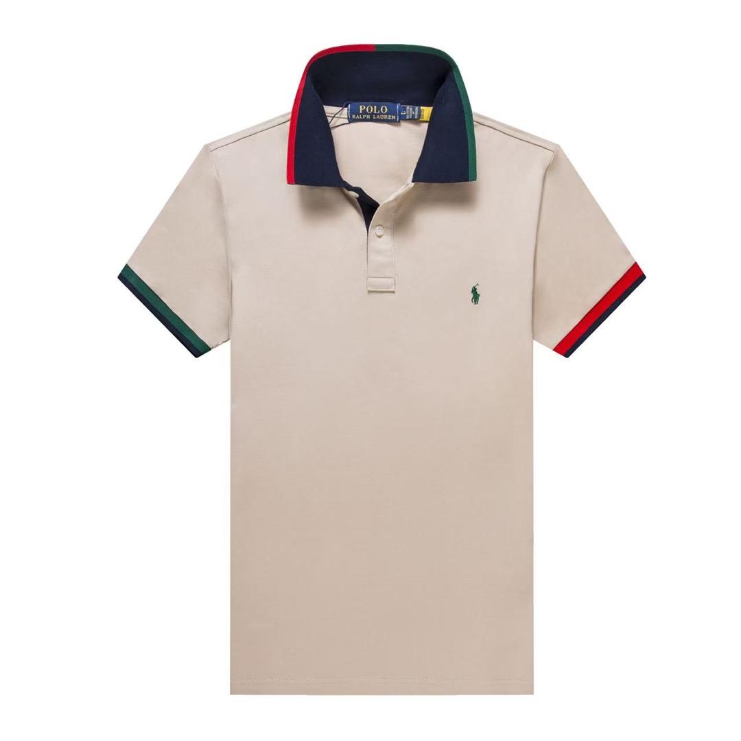Men's RL Contrast Collar Polo Shirt – Sand Beige