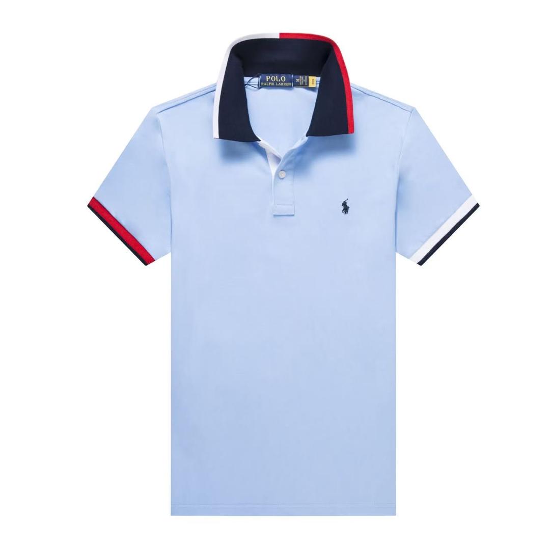 Men's RL Contrast Collar Polo Shirt – Sky Blue