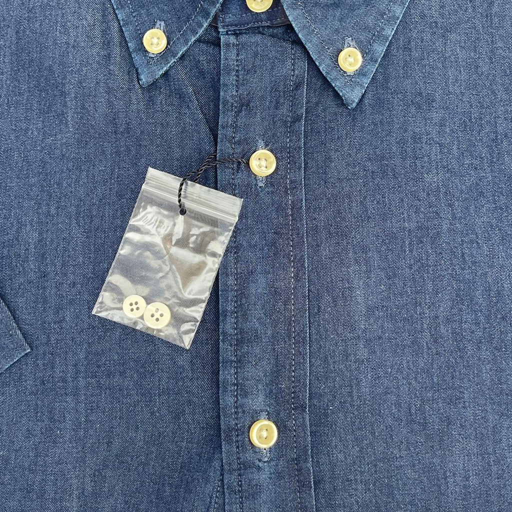 Navy Blue Short Sleeve Chambray Shirt