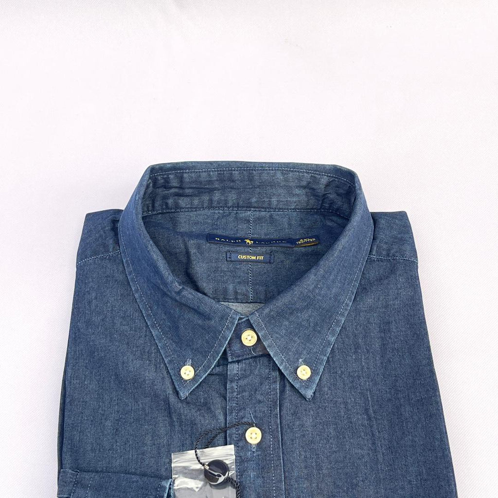 Navy Blue Long Sleeve Chambray Shirt