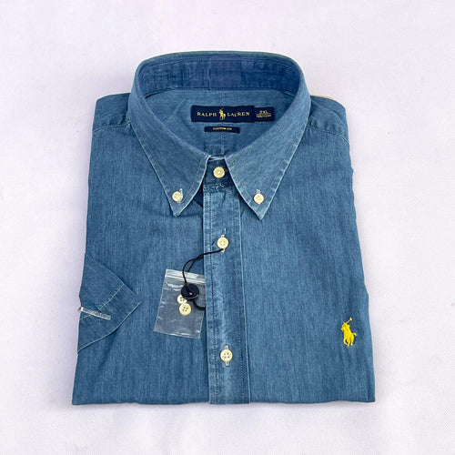 Blue Short Sleeve Chambray Shirt - RL
