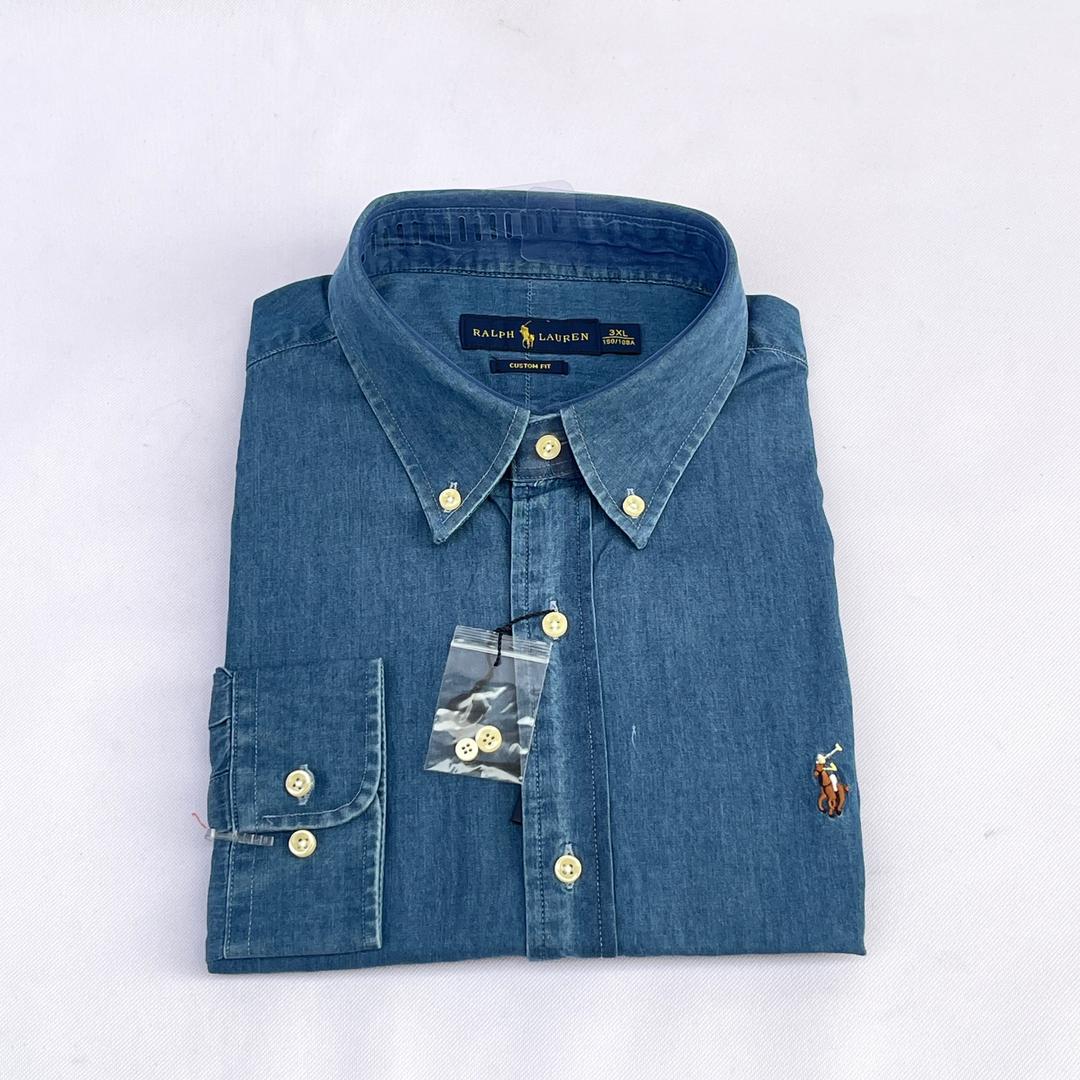 Blue Long Sleeve Chambray Shirt - RL