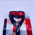 Men's Crimson Patchwork Check Shirt