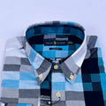 Men's Ocean Blue Patchwork Check Shirt