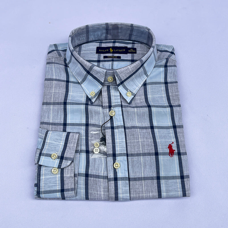 Men's Heather Grey Windowpane Shirt