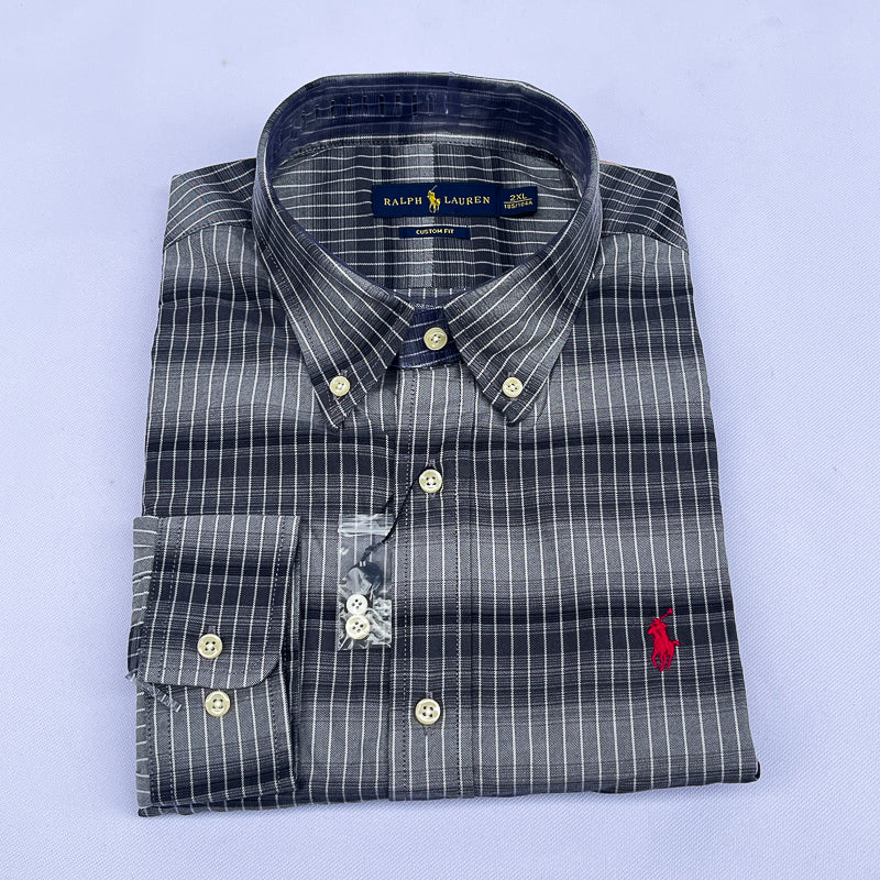 Men's Charcoal Pinstripe Plaid Shirt