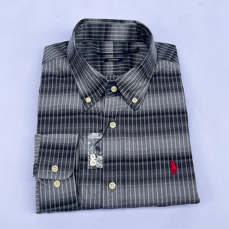 Men's Charcoal Pinstripe Plaid Shirt