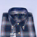 Men's Denim Rust Plaid Flannel Shirt