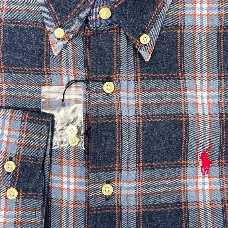 Men's Denim Rust Plaid Flannel Shirt