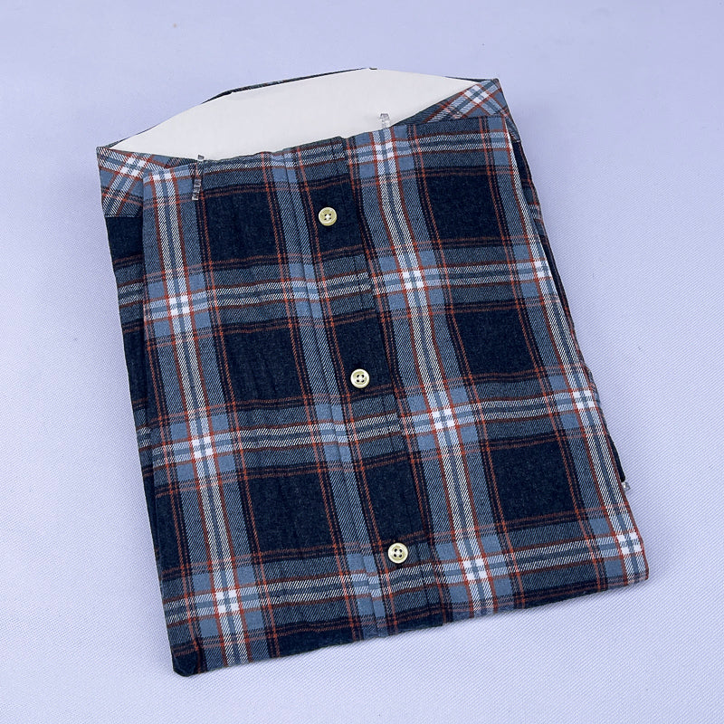 Men's Denim Rust Plaid Flannel Shirt