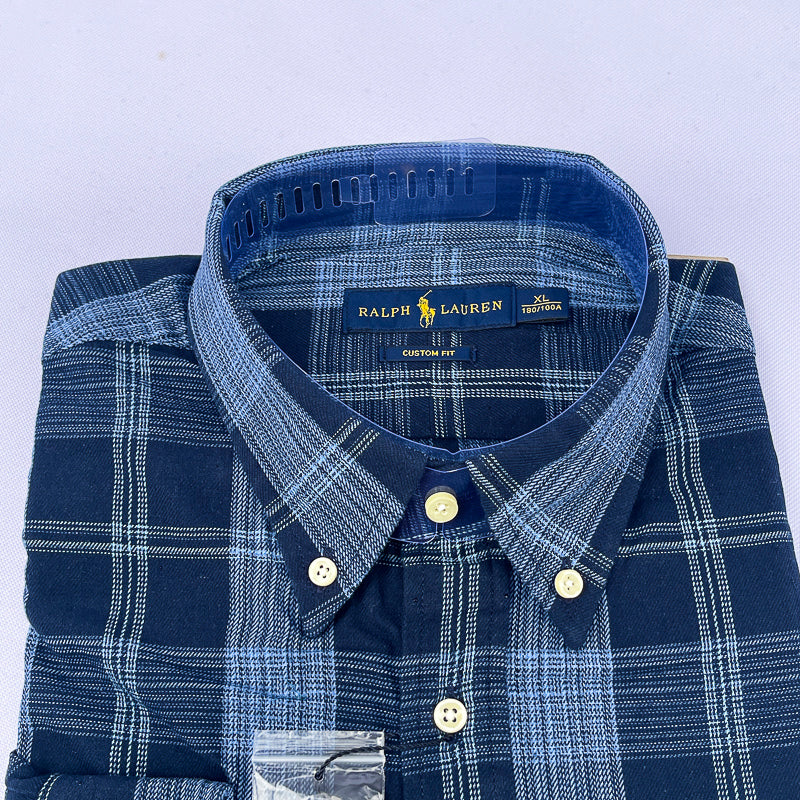 Men's Navy Sky Check Flannel Shirt