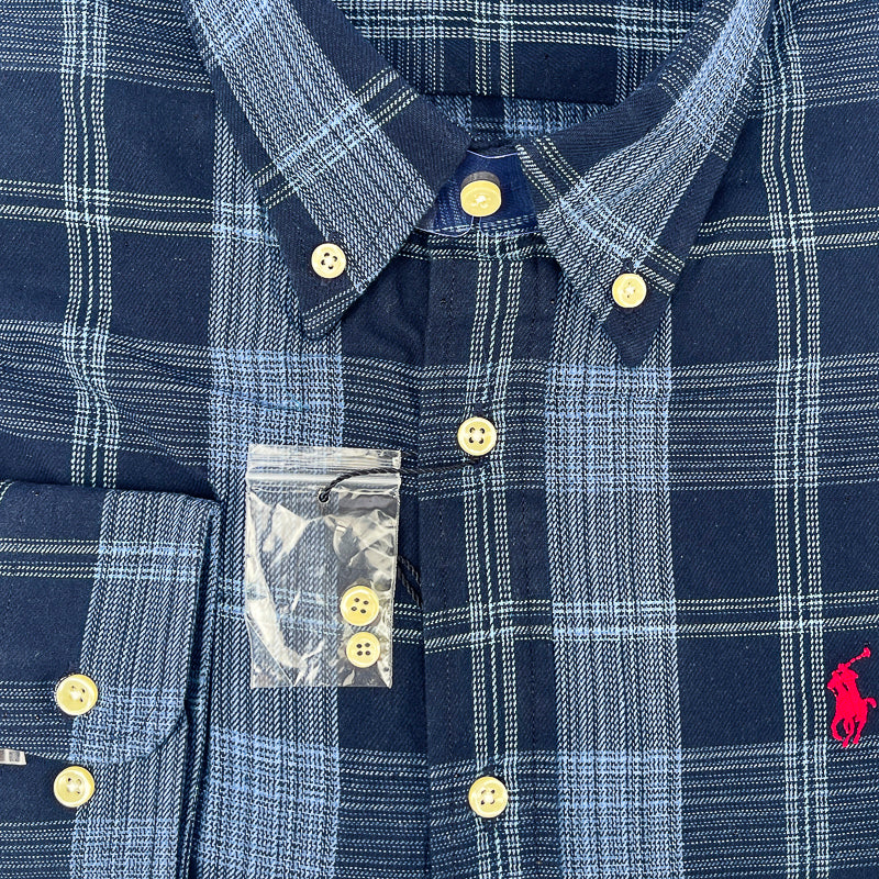 Men's Navy Sky Check Flannel Shirt