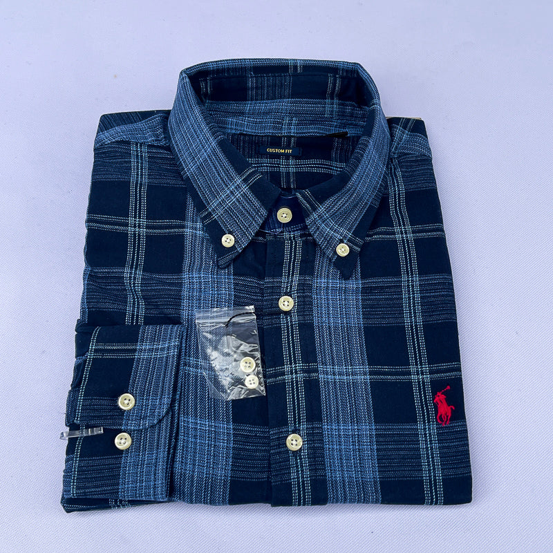 Men's Navy Sky Check Flannel Shirt