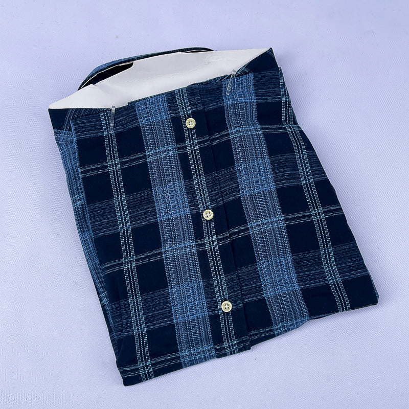 Men's Navy Sky Check Flannel Shirt
